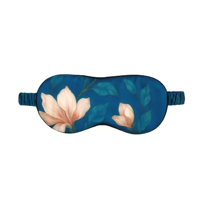Magnolia Floral Print Sleep Mask: Teal Bloom Design for Nature Lovers