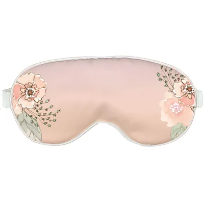 Blush Floral Print Sleep Mask: Soft Pink Botanical Design for Rest