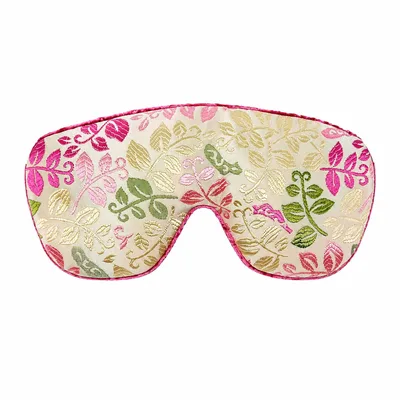 Leaf Brocade Print Sleep Mask: Creamy Leaves Pattern