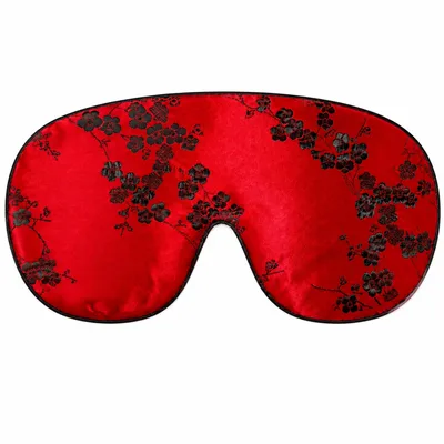 Red Floral Print Sleep Mask with Bold Red and Black Blossom Design