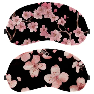 Cherry Blossom Pattern Sleep Mask Set of 2 with Pink Floral Print