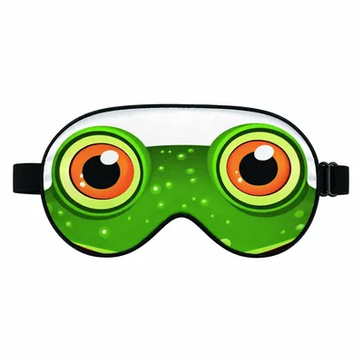 Cartoon Frog Sleep Mask: Big Orange Eyes and Green Bumps Design