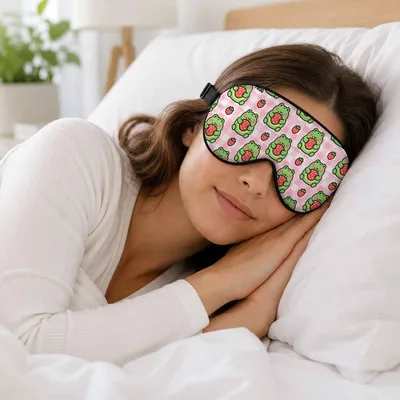 Strawberry Frog Pattern Cute Sleep Mask for Adorable Frog Lovers