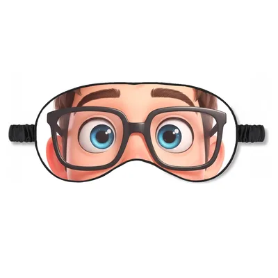 Nerdy Cartoon Glasses Sleep Mask for Eye-Rolling Fun