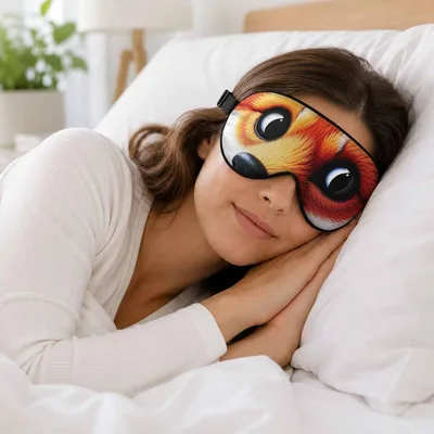 Cute Red Fox Face Sleep Mask for Fun Sleep
