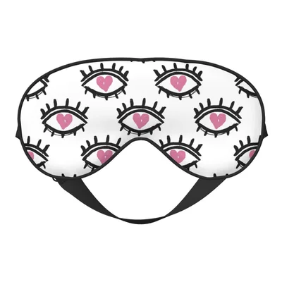 Cartoon Eyes Hearts Sleep Mask with Pink Heart Pupils