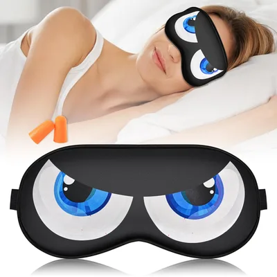 Funny Angry Face Sleep Mask with Cartoon Eyes Design