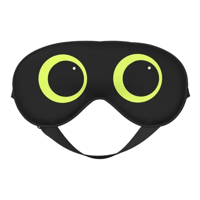 Cartoon Cat Gaze Sleep Mask: Big Neon Eyes Design