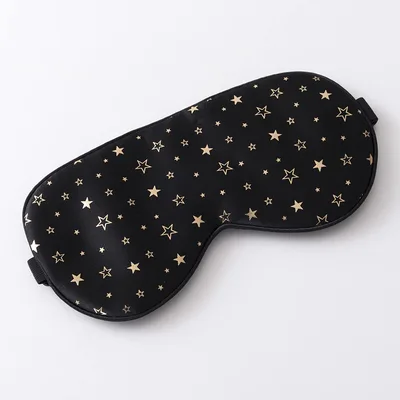 Gold Stars Sleep Mask: Black Night Sky Design