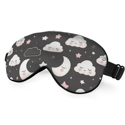 Sleepy Clouds and Moon Sleep Mask: Cute Cartoon Night Sky Design