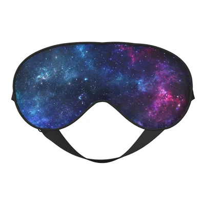 Starry Space Sleep Mask: Deep Blue and Purple Galaxy Print