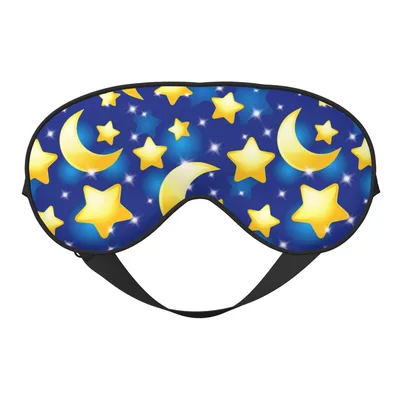 Night Sky Sleep Mask with Golden Stars and Moons