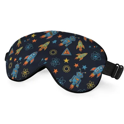 Retro Robots Rockets Sleep Mask: Vintage Space Adventure Design