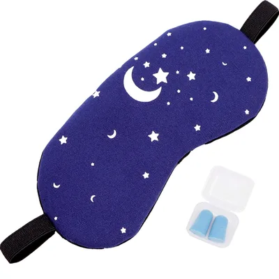 Moon Stars Night Sky Sleep Mask with Crescent Moon and Star Print