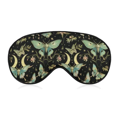 Luna Moth Floral Pattern Sleep Mask for Night Owls and Nature Lovers