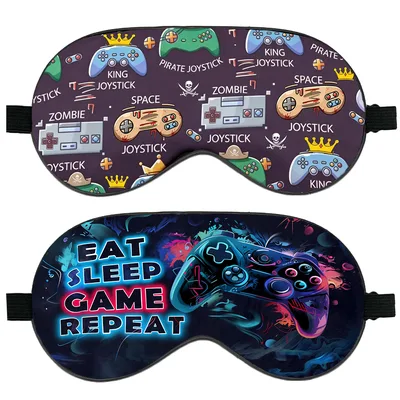 Gamer Eye Mask Set of 2 With EAT SLEEP GAME REPEAT Print