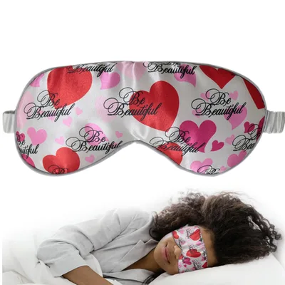 Red Hearts Sleep Mask with Be Beautiful Print for Everyday Rest