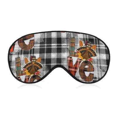 Thanksgiving Turkey Love Sleep Mask: Plaid Holiday Design