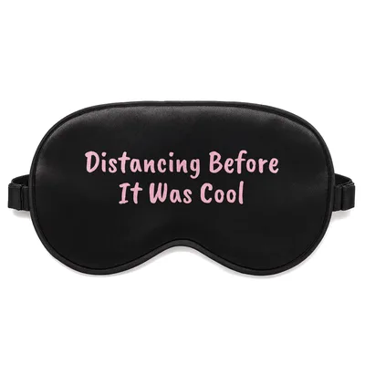 Introvert Social Distancing Sleep Mask: Pink Text Design