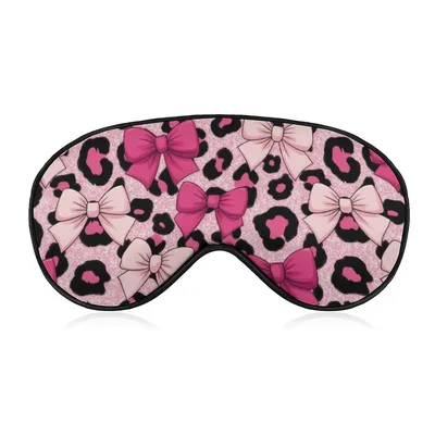 Pink Bow Leopard Print Sleep Mask for Night Rest