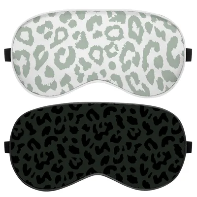 Sage Green Leopard Print Sleep Mask Set of 2 for Cozy Nights
