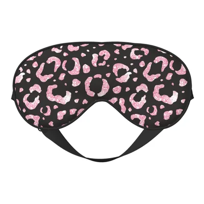 Pink Leopard Print Sleep Mask: Glittery Animal Pattern Eye Shade