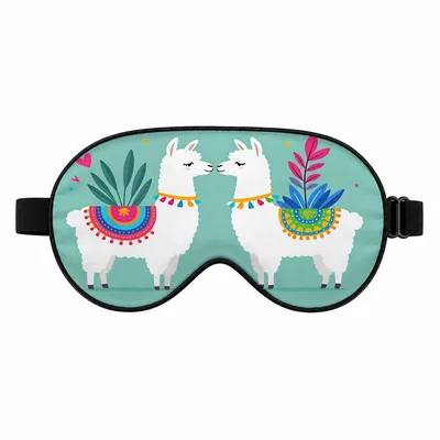 Llama Lover Sleep Mask: Two Llamas in Bright Blankets