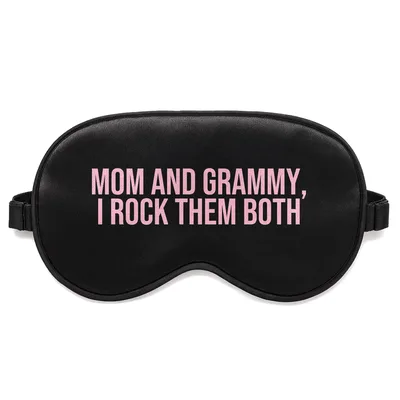 Mom and Grandma Sleep Mask Celebrating Two Titles with Pink Text