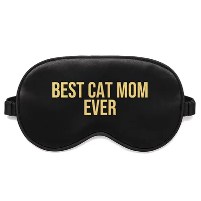 Best Cat Mom Sleep Mask: Bold Yellow Text Design for Feline Lovers