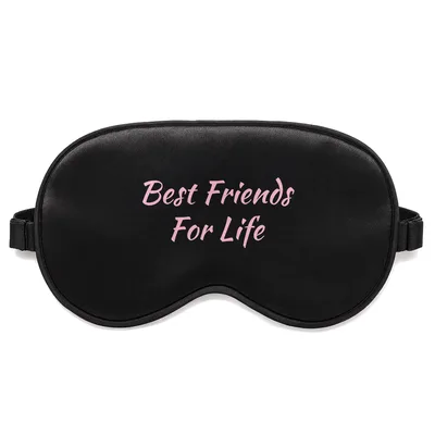 Best Friends Forever Sleep Mask: Pink Script Text Design