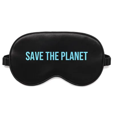 Save the Planet Sleep Mask: Bold Blue Text Design for Earth Lovers