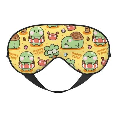 Cute Turtle Sleep Mask with a Happy Time Print