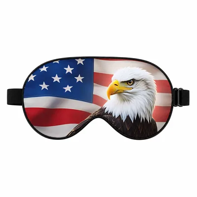 Bald Eagle Sleep Mask with an American Flag Design
