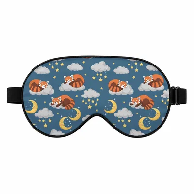 Moon and Stars Sleep Mask Featuring Sleeping Red Pandas