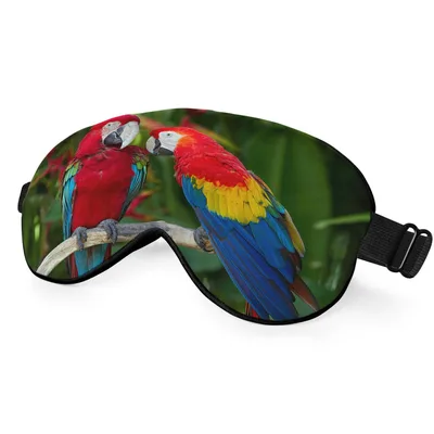 Macaws Parrots on Branch Sleep Mask for Tropical Bird Lovers