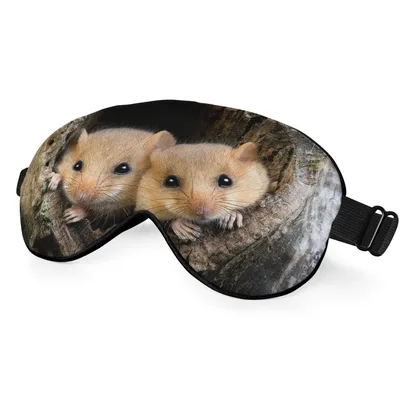 Dormouse Tree Hollow Sleep Mask: Cute Rodents Peeking from Wood