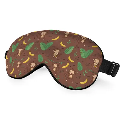 Cute Monkeys Bananas Palm Sleep Mask: Whimsical Jungle Print