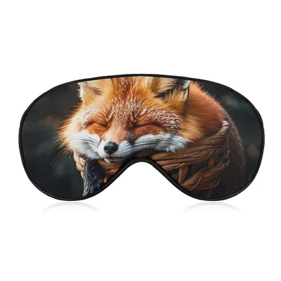 Sleeping Fox in Basket Sleep Mask: Cozy Red Fox Napping