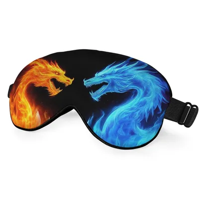 Fire Ice Dragons Sleep Mask: Fiery and Frosty Dragon Art