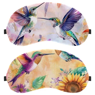 Hummingbird Floral Art Sleep Mask Set of 2 for Nature Lovers