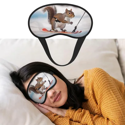 Skiing Squirrel Photo Sleep Mask for Winter Lovers