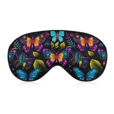 Neon Butterflies Pattern Sleep Mask