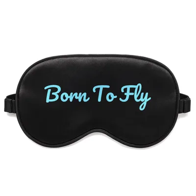 Aviation Lover Sleep Mask Born To Fly Sky Blue Script Design