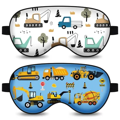 Excavator Dump Truck Sleep Mask Set of 2 for Construction Lovers