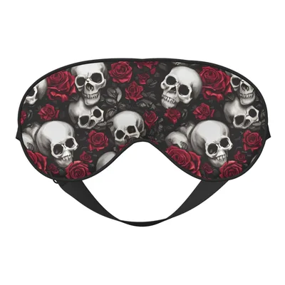 Skull and Roses Sleep Mask for Dark Gothic Style Fans