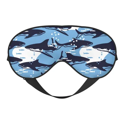 Shark Pattern Sleep Mask: Blue Shark Print Eye Cover for Ocean Lovers