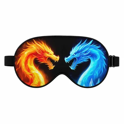Fire and Ice Dragons Sleep Mask for Night Rest and Fantasy Fans