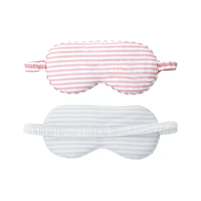 Pink Striped Sleep Mask Set of 2 for Restful Nights