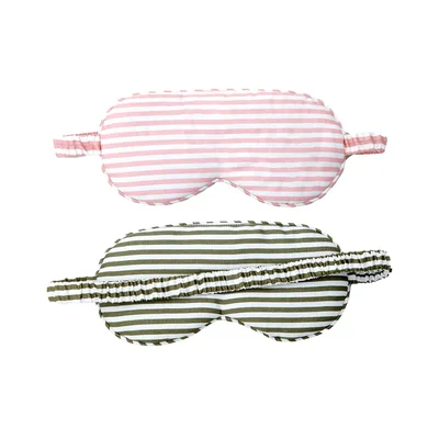 Olive Stripe Sleep Mask Set of 2 for Restful Nights