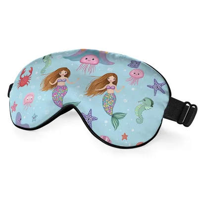 Cartoon Mermaid Sea Creatures Sleep Mask for Ocean Lovers